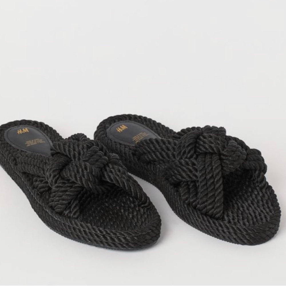 H&M Black Rope Slides Size 8